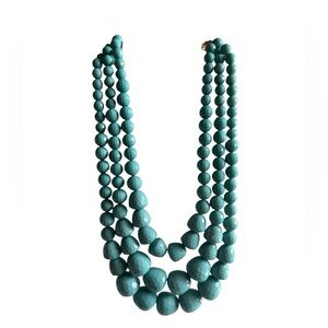 Elegant Teal dark turquoise diamond cut Beaded Necklace